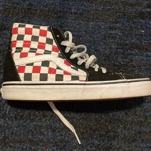 Red white and black checkered vans very good condition never used size 5 mens